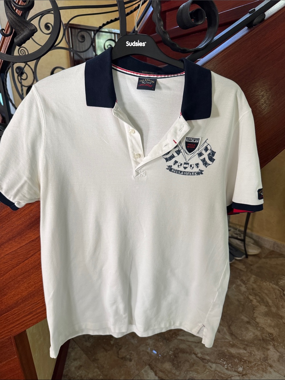 Paul & Shark White Polo with Navy Contrast Collar